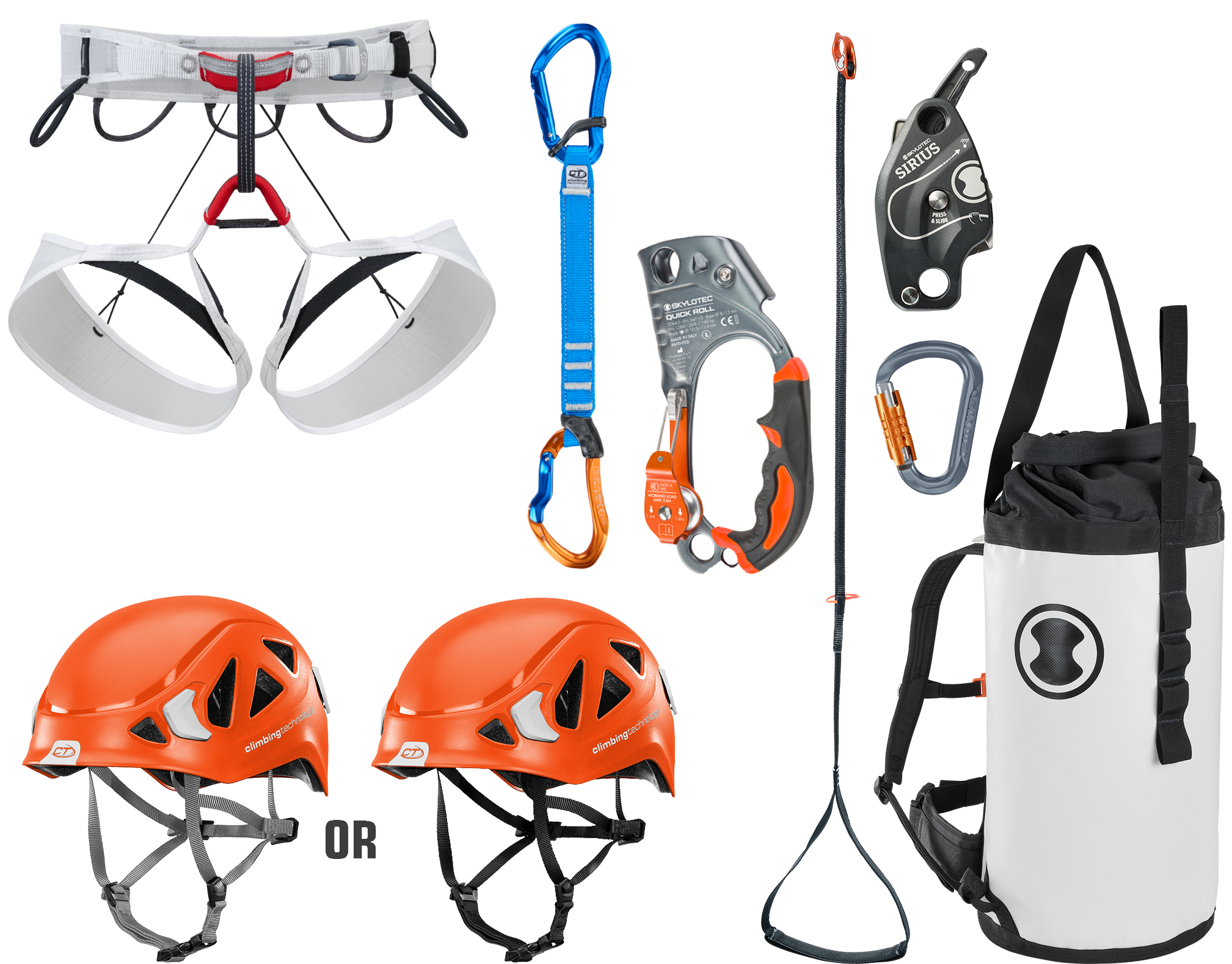 Klettergurt, Kletterhelm, Kletterausrüstung, Karabiner, Klettergurt-Rucksack