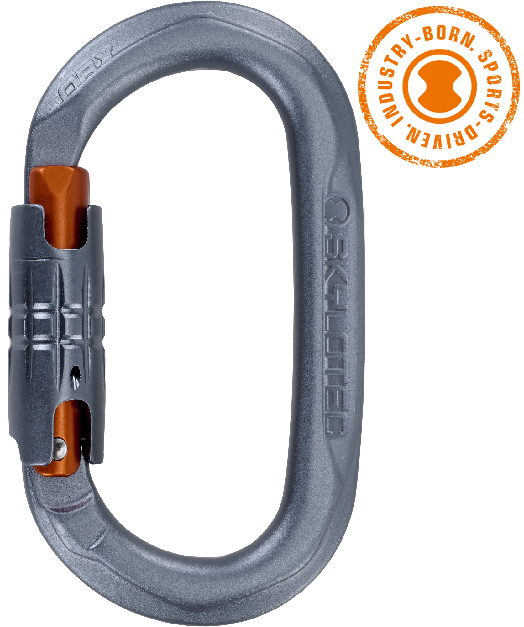 karabiner, schließe, stahl, leicht, orange-akzent