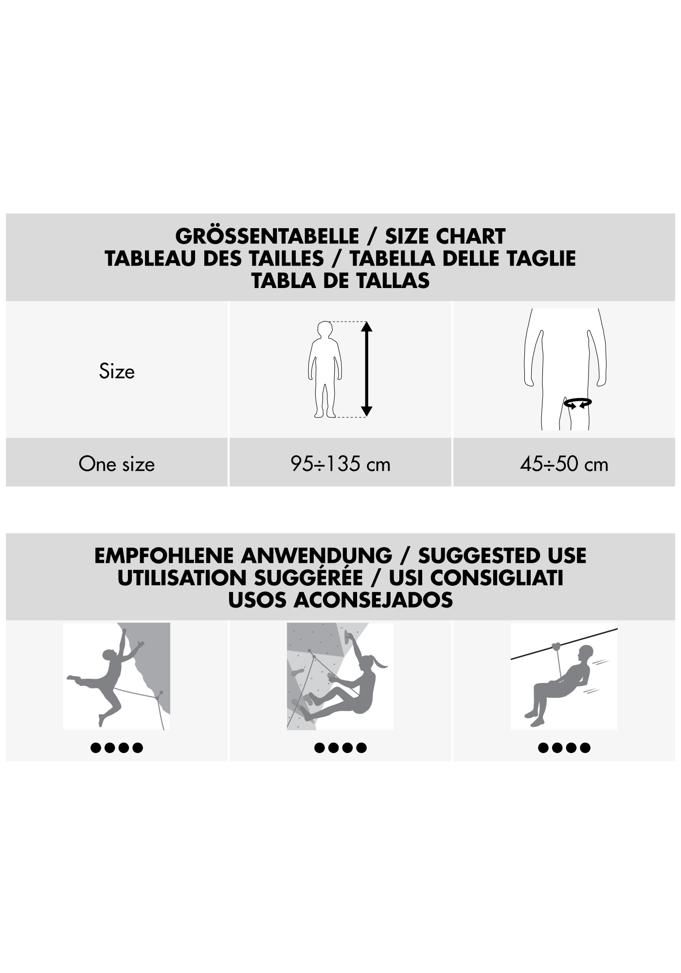 größentabelle, klettern, seilzugang, training, anleitende grafiken